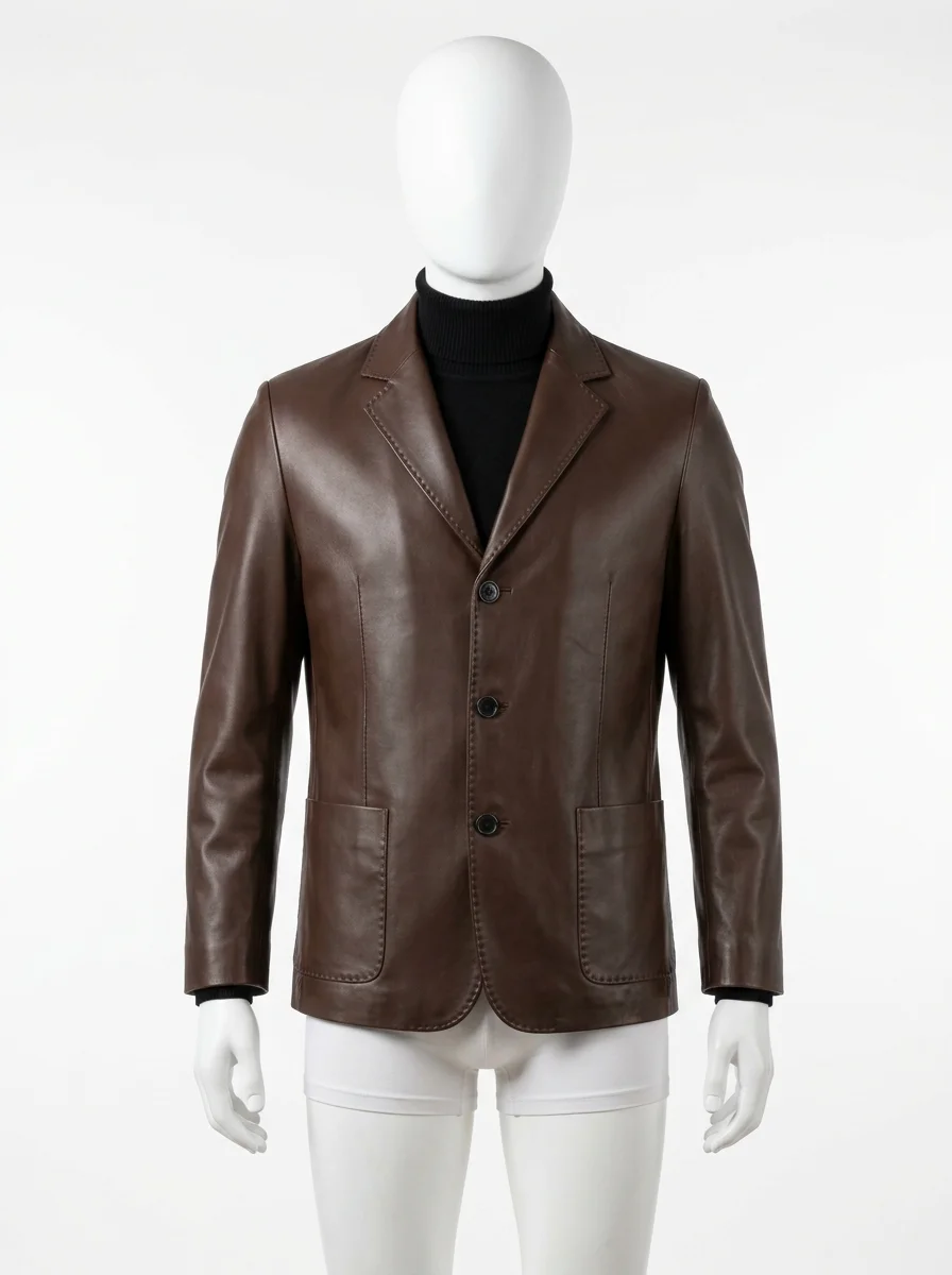 Blazer cuir coton business élégant homme - Vue 1 - Blazer cuir