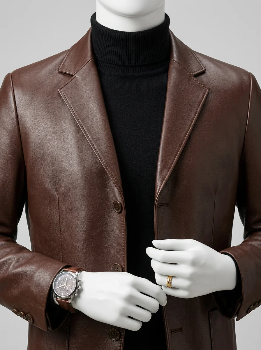Blazer cuir coton business élégant homme - Vue 10 - Blazer cuir