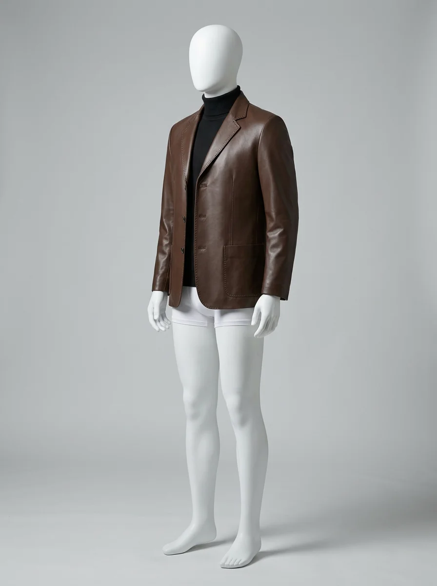 Blazer cuir coton business élégant homme - Vue 2 - Blazer cuir