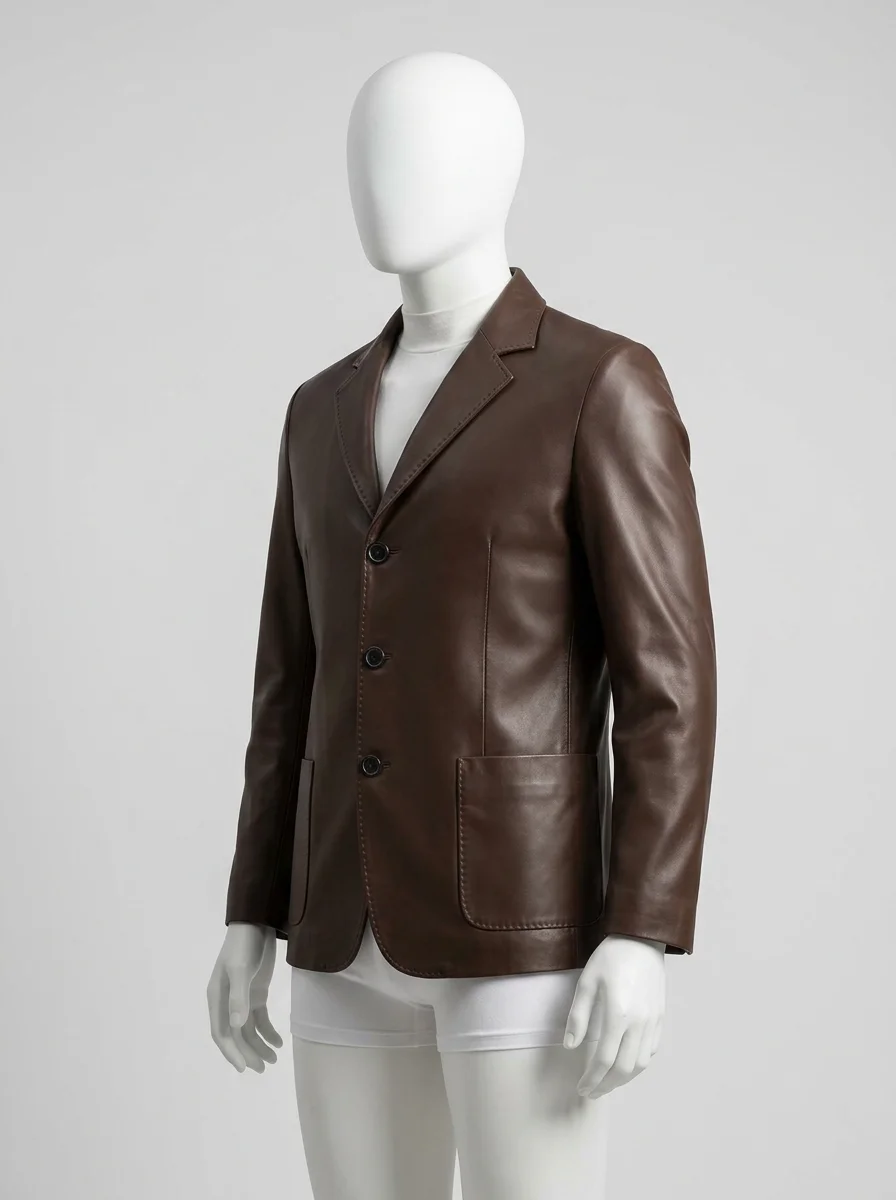 Blazer cuir coton business élégant homme - Vue 5 - Blazer cuir