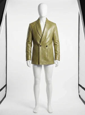 Blazer cuir crocodile croisé business homme - Vue 1 - Blazer cuir