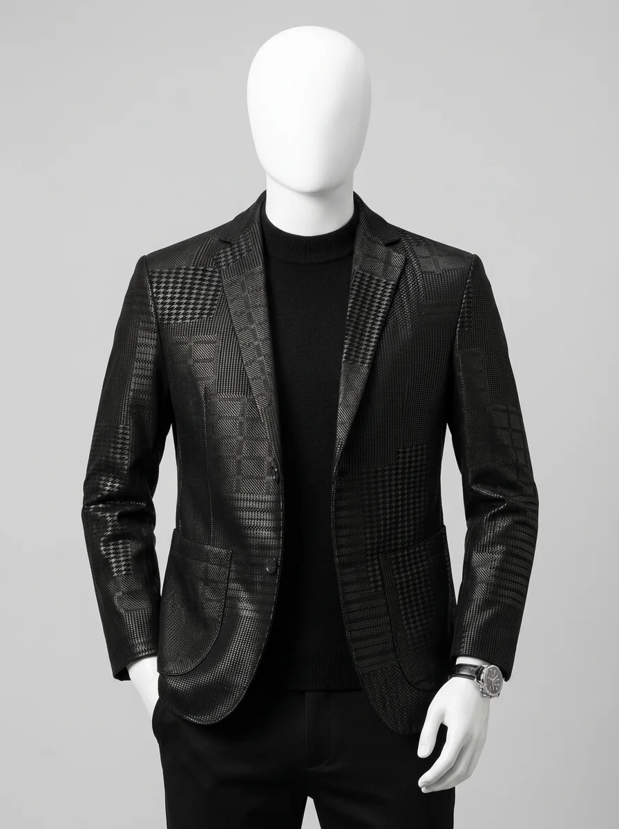 Blazer cuir de mouton slim fit hiver homme grandes tailles - Vue 10 - Blazer cuir