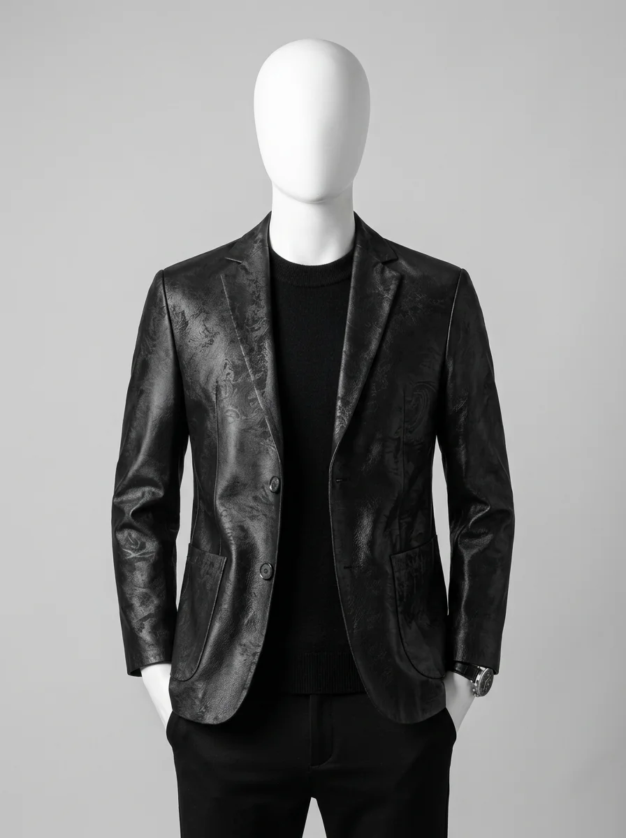 Blazer cuir de mouton slim fit hiver homme grandes tailles - Vue 12 - Blazer cuir