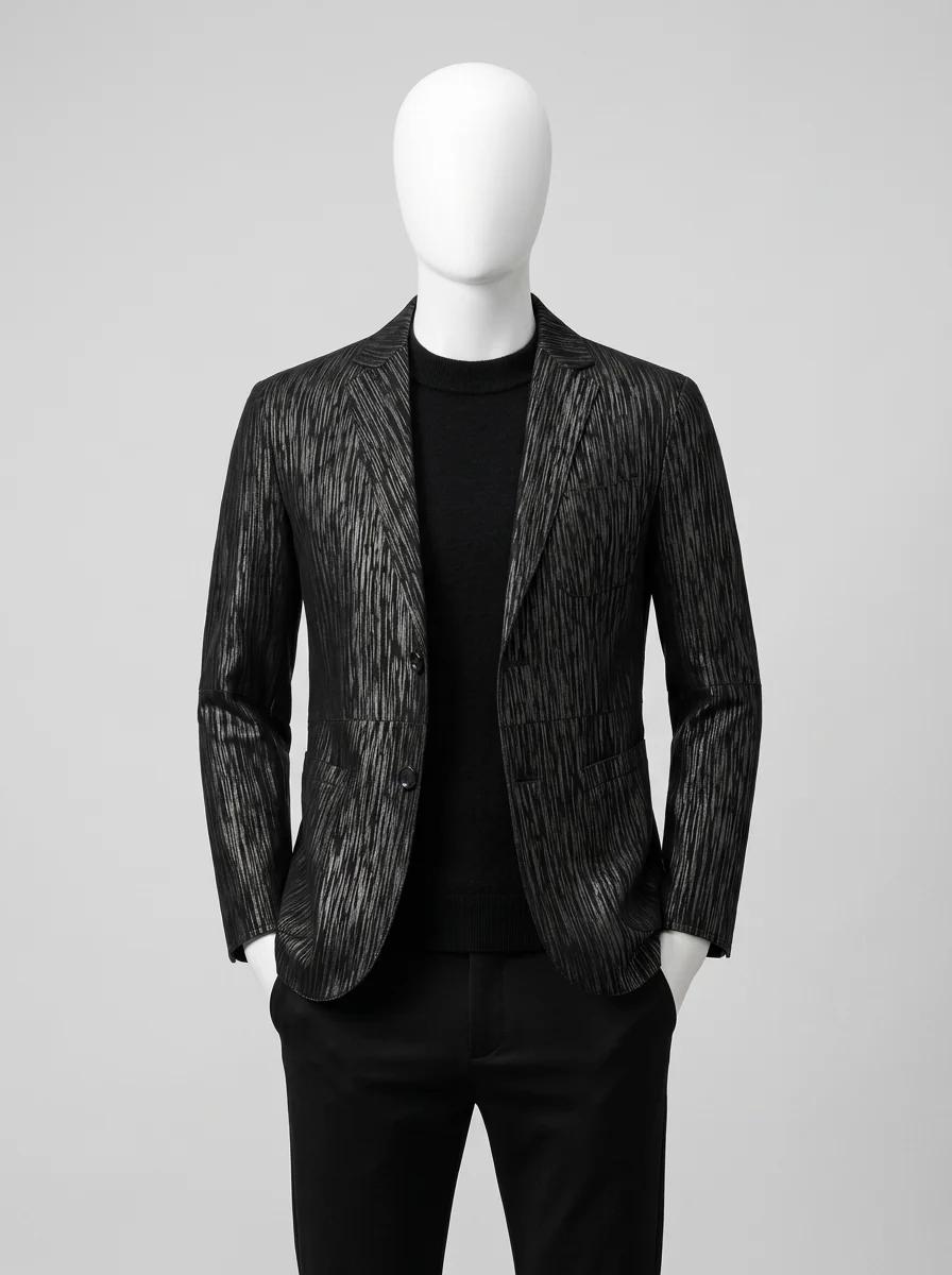 Blazer cuir de mouton slim fit hiver homme grandes tailles - Vue 13 - Blazer cuir