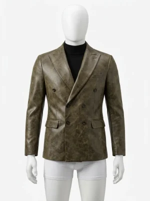 Blazer cuir homme croisé style british élégant business - Vue 1 - Blazer cuir