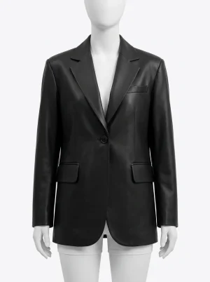 Blazer cuir mouton femme oversize style retro - Vue 1 - Blazer cuir