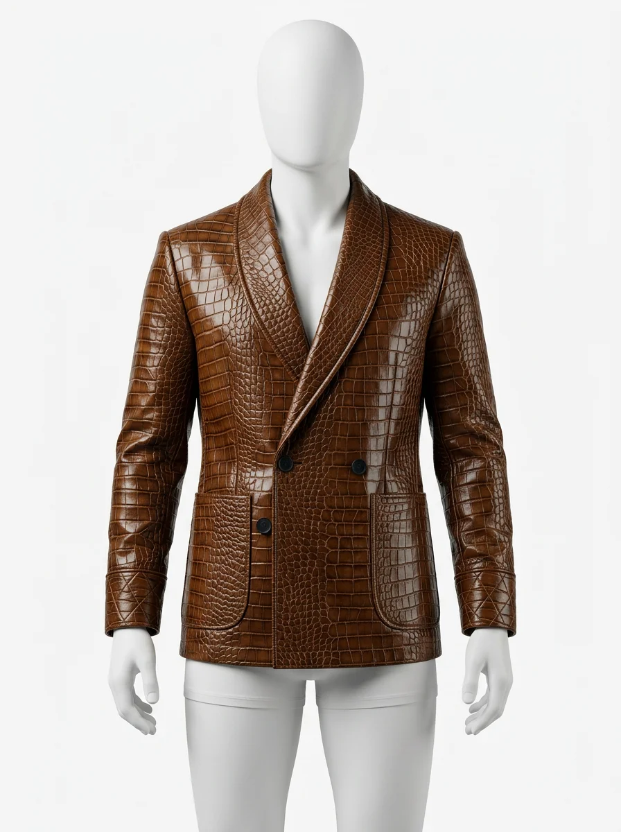 Blazer cuir relief crocodile homme business chic - Vue 1 - Blazer cuir