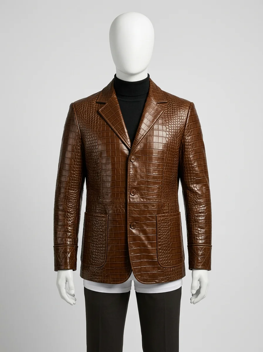 Blazer cuir relief crocodile homme business chic - Vue 10 - Blazer cuir
