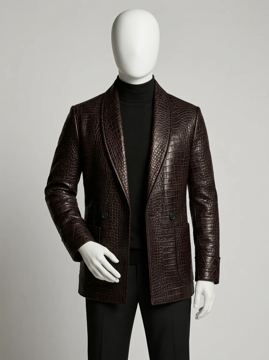 Blazer cuir relief crocodile homme business chic - Vue 12 - Blazer cuir