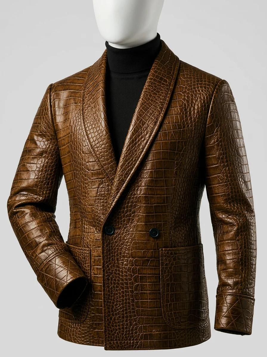 Blazer cuir relief crocodile homme business chic - Vue 14 - Blazer cuir