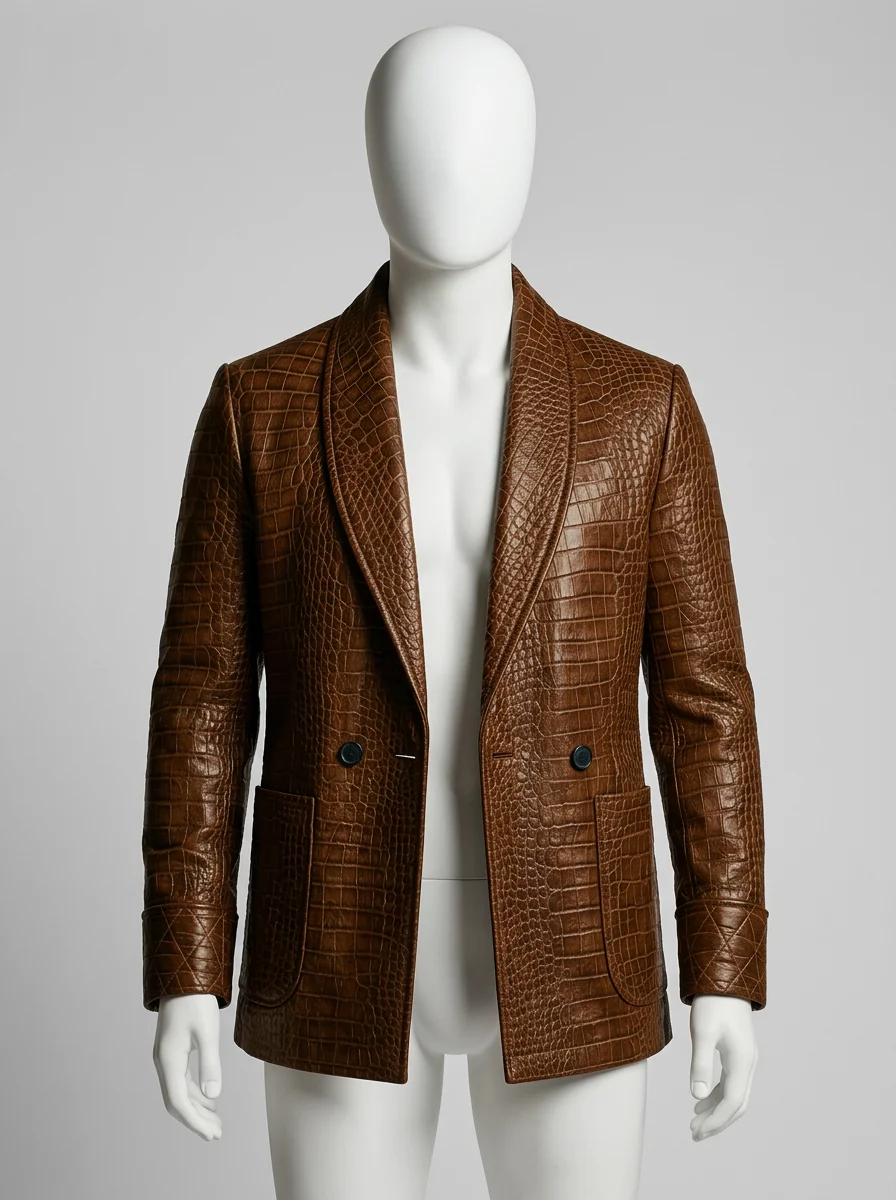 Blazer cuir relief crocodile homme business chic - Vue 15 - Blazer cuir