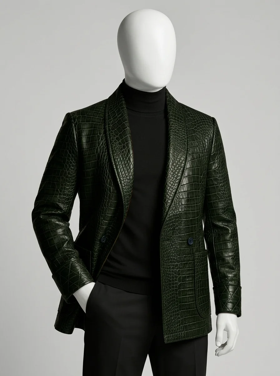 Blazer cuir relief crocodile homme business chic - Vue 16 - Blazer cuir