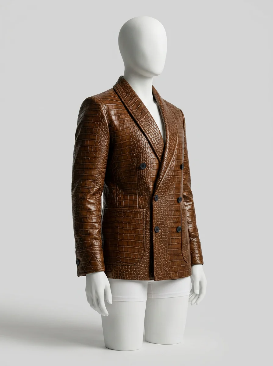 Blazer cuir relief crocodile homme business chic - Vue 2 - Blazer cuir