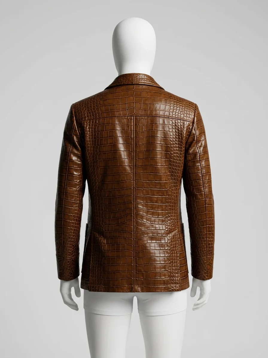Blazer cuir relief crocodile homme business chic - Vue 3 - Blazer cuir