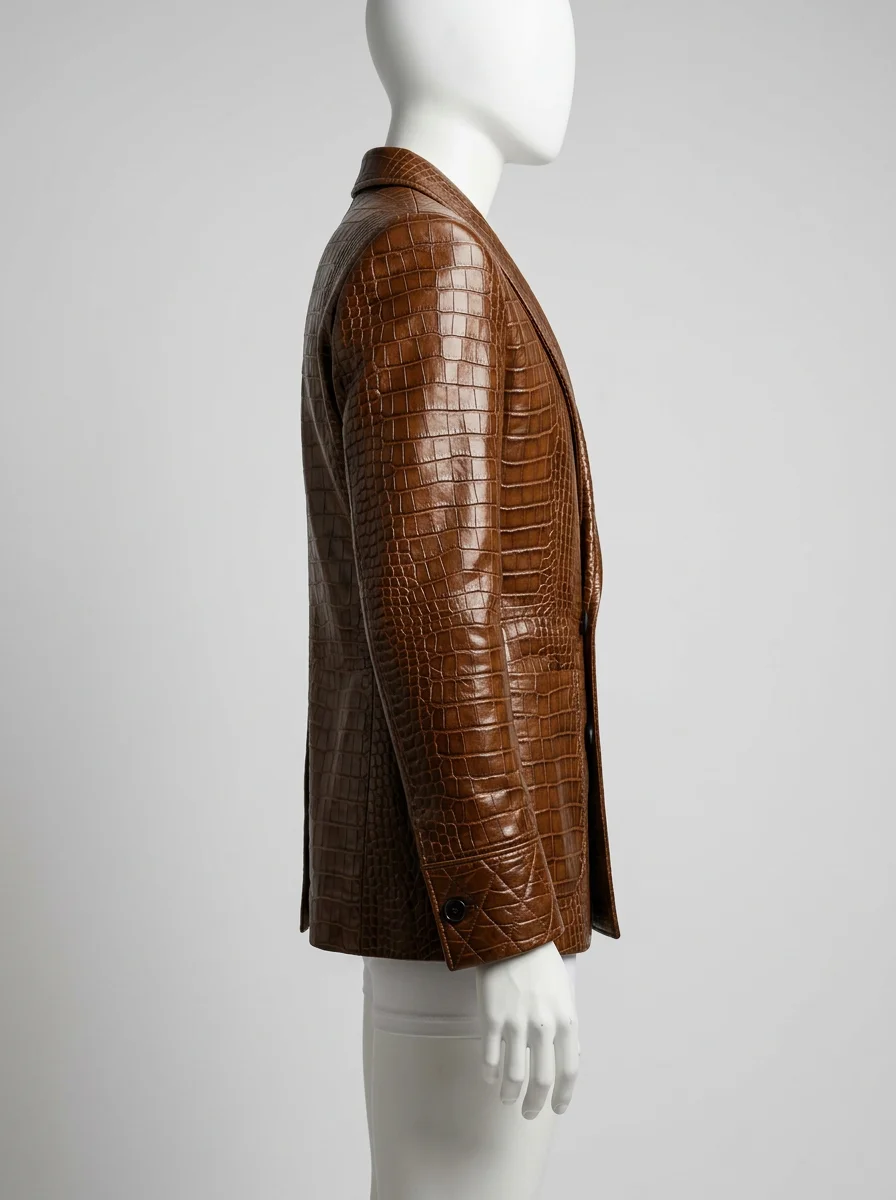 Blazer cuir relief crocodile homme business chic - Vue 4 - Blazer cuir