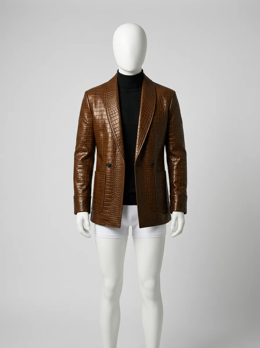 Blazer cuir relief crocodile homme business chic - Vue 9 - Blazer cuir