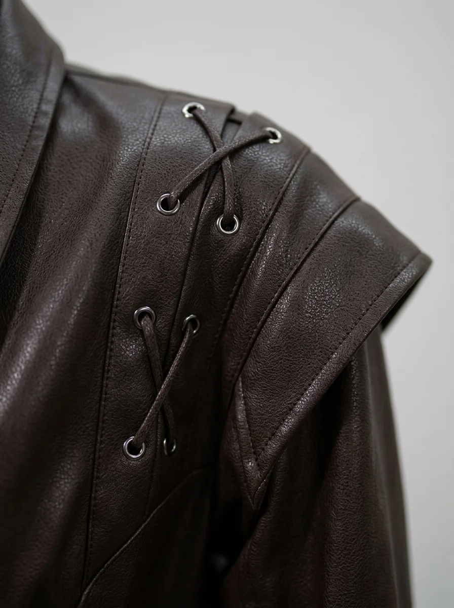 Blazer cuir simili court asymétrique femme élégant - Vue 5 - Blazer cuir